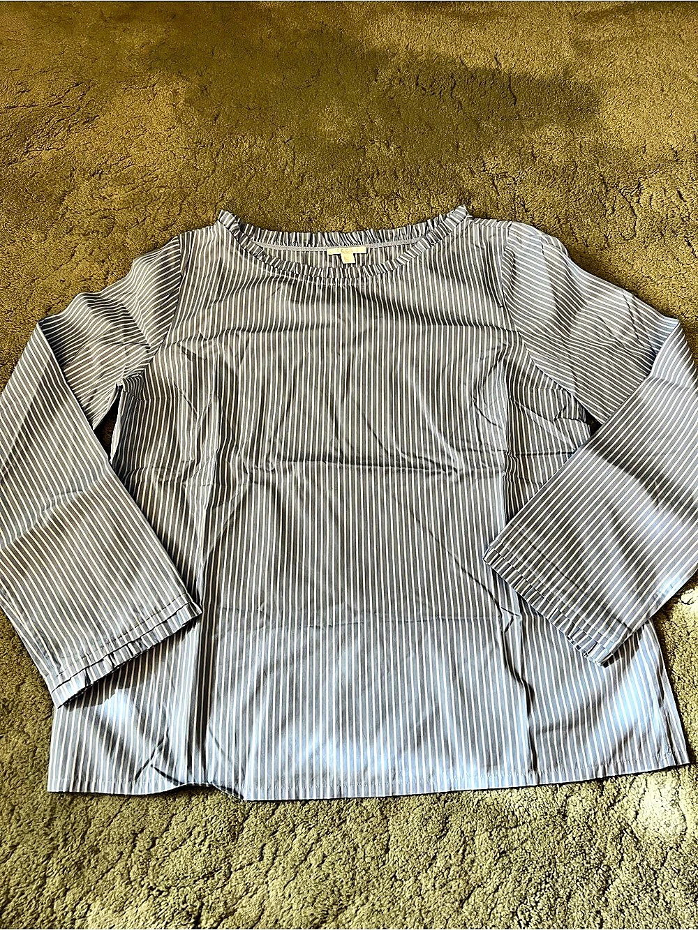 COS Striped Cotton Blouse in Blue & White Size Medium